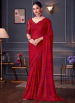 Glitter Silk Pink Party Wear Embroidery Work Saree